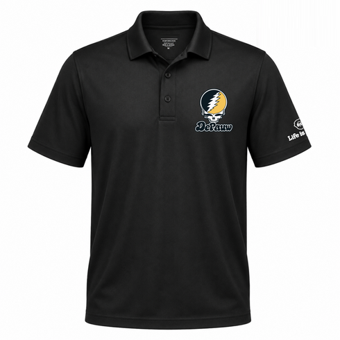 Depauw Stealie Premium Unisex Polo — Design: Depauw University — Black
