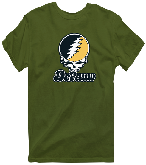 Depauw Stealie Premium Unisex T-Shirt — Design: Depauw University — Military Green