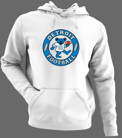 Detroit Football Dancing Bear Premium Hoodie — Detroit Lions — White