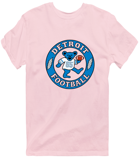Detroit Football Dancing Bear Premium T-Shirt — Detroit Lions — Light Pink