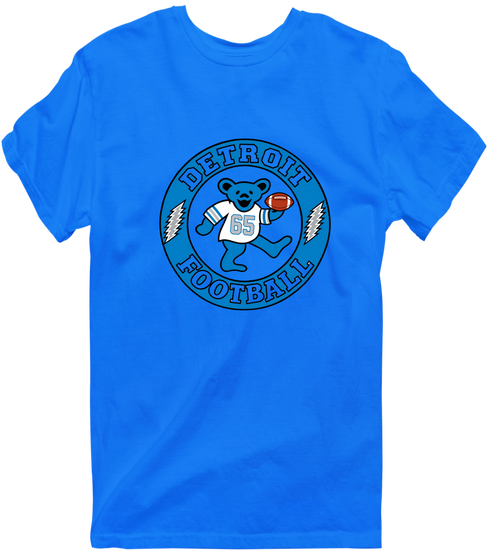 Detroit Football Dancing Bear Premium T-Shirt — Detroit Lions — Royal