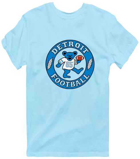 Detroit Football Dancing Bear Premium T-Shirt — Detroit Lions — Light Blue