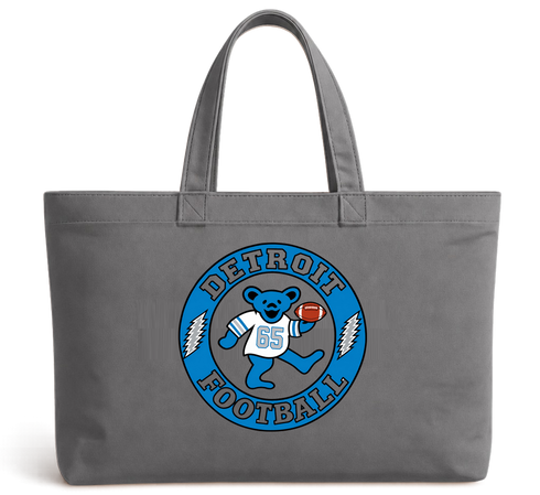 Detroit Football Dancing Bear Premium Tote Bag — Detroit Lions — Grey