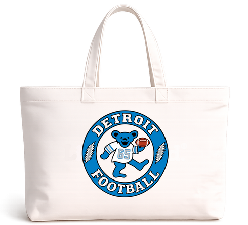 Detroit Football Dancing Bear Premium Tote Bag — Detroit Lions — White