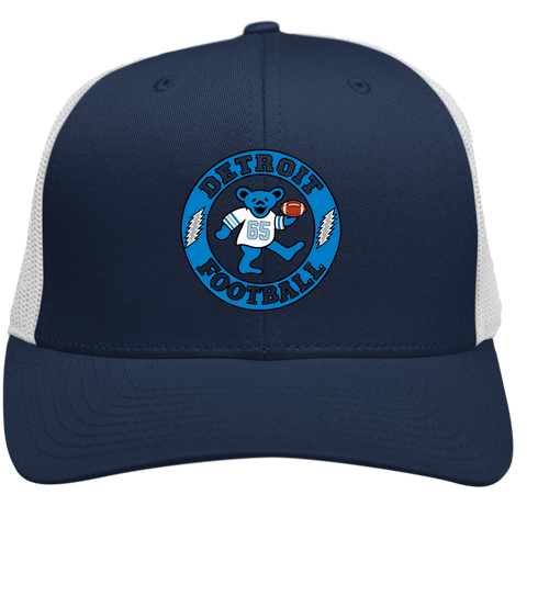 Detroit Football Dancing Bear Premium Trucker Cap — Detroit Lions — Navy/White