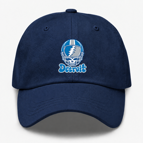 Detroit Helmet Stealie Premium Unisex Dad Hat — Detroit Lions — Navy
