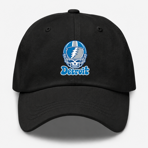 Detroit Helmet Stealie Premium Unisex Dad Hat — Detroit Lions — Black