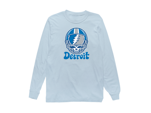 Detroit Helmet Stealie Premium Unisex Long-Sleeve — Detroit Lions — Chambray