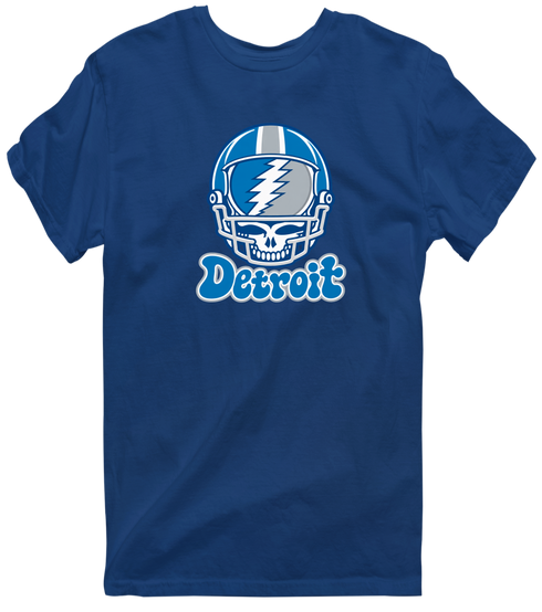Detroit Helmet Stealie Premium Unisex T-Shirt — Detroit Lions — Navy