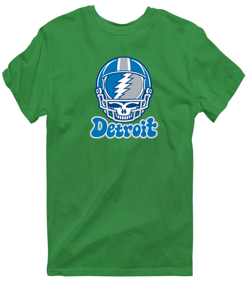 Detroit Helmet Stealie Premium Unisex T-Shirt — Detroit Lions — Irish Green