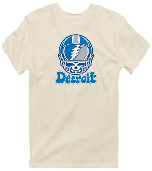 Detroit Helmet Stealie Premium Unisex T-Shirt — Detroit Lions — Sand