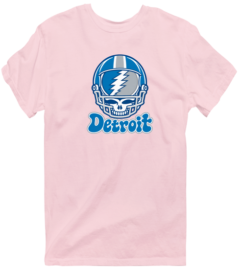 Detroit Helmet Stealie Premium Unisex T-Shirt — Detroit Lions — Light Pink