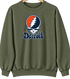 Detroit Baseball Stealie Grateful Dead Crewneck — Detroit Tigers — Military Green