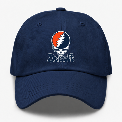 Detroit Baseball Stealie Grateful Dead Dad Hat — Detroit Tigers — Navy