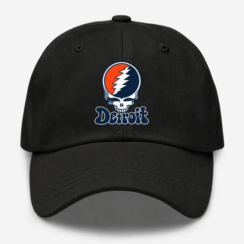 Detroit Baseball Stealie Grateful Dead Dad Hat — Detroit Tigers — Black