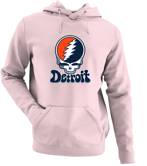 Detroit Baseball Stealie Grateful Dead Hoodie — Detroit Tigers — Light Pink
