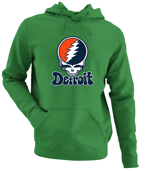 Detroit Baseball Stealie Grateful Dead Hoodie — Detroit Tigers — Irish Green