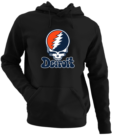 Detroit Baseball Stealie Grateful Dead Hoodie — Detroit Tigers — Black