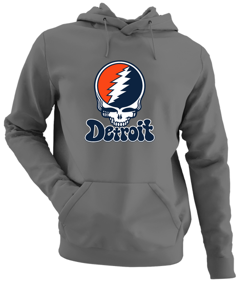 Detroit Baseball Stealie Grateful Dead Hoodie — Detroit Tigers — Charcoal