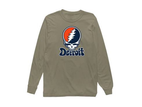 Detroit Baseball Stealie Grateful Dead Long-Sleeve — Detroit Tigers — Sandstone