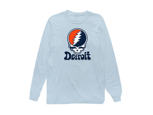 Detroit Baseball Stealie Grateful Dead Long-Sleeve — Detroit Tigers — Chambray
