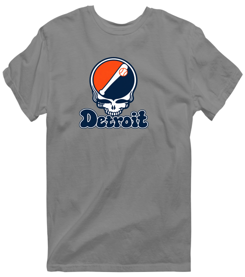 Detroit Baseball Stealie Grateful Dead T-Shirt — Detroit Tigers — Dark Heather