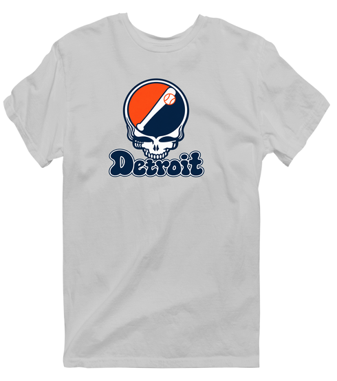 Detroit Baseball Stealie Grateful Dead T-Shirt — Detroit Tigers — Sport Grey