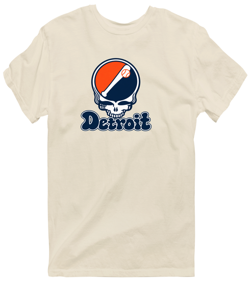 Detroit Baseball Stealie Grateful Dead T-Shirt — Detroit Tigers — Sand