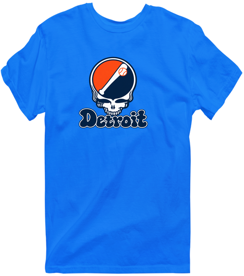 Detroit Baseball Stealie Grateful Dead T-Shirt — Detroit Tigers — Royal
