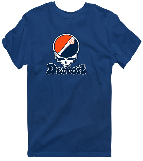 Detroit Baseball Stealie Grateful Dead T-Shirt — Detroit Tigers — Navy