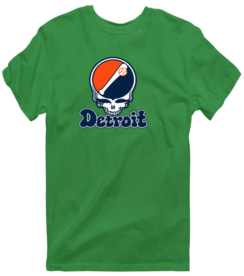 Detroit Baseball Stealie Grateful Dead T-Shirt — Detroit Tigers — Irish Green
