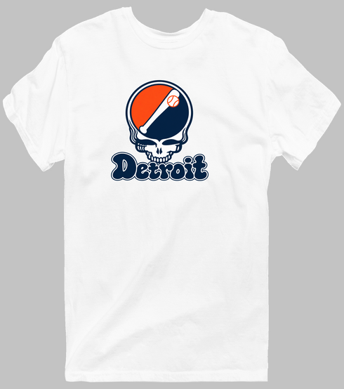 Detroit Baseball Stealie Grateful Dead T-Shirt — Detroit Tigers — White