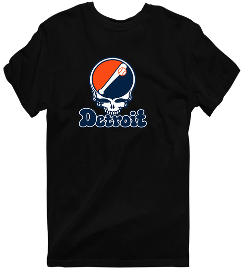 Detroit Baseball Stealie Grateful Dead T-Shirt — Detroit Tigers — Black