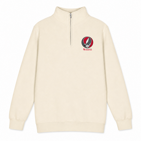 University of Houston - Premium Grateful Dead Quarter-Zip Pullover - Sand - 2