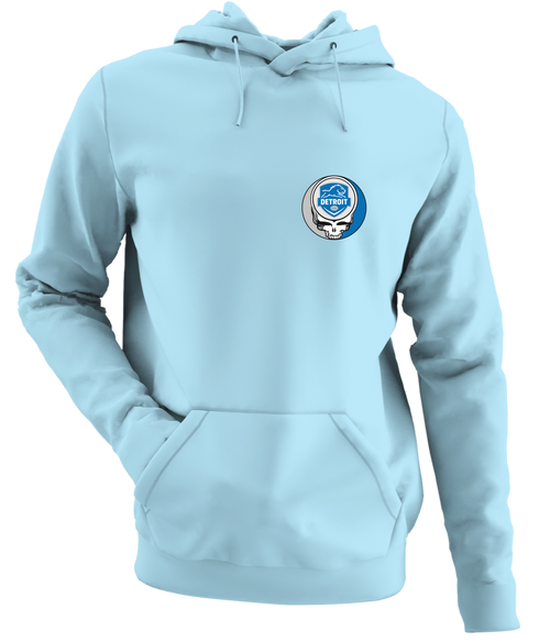 Detroit Football - Premium Grateful Dead Left Chest Hoodie - Light Blue - 1