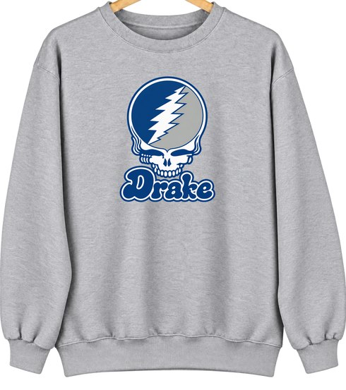Drake Stealie Premium Unisex Crewneck — Design: Drake University — Sport Grey