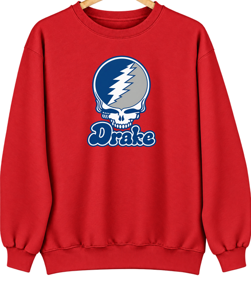 Drake Stealie Premium Unisex Crewneck — Design: Drake University — Red