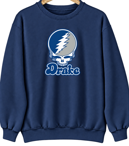 Drake Stealie Premium Unisex Crewneck — Design: Drake University — Navy