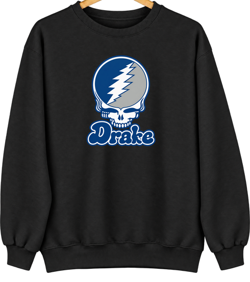 Drake Stealie Premium Unisex Crewneck — Design: Drake University — Black