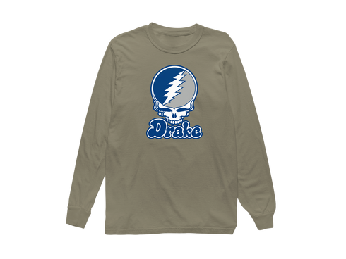 Drake Stealie Premium Unisex Long-Sleeve — Design: Drake University — Sandstone