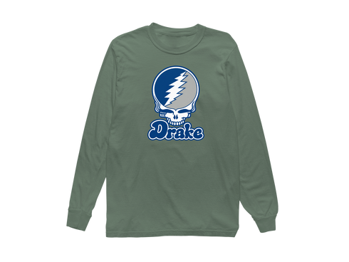 Drake Stealie Premium Unisex Long-Sleeve — Design: Drake University — Light Green