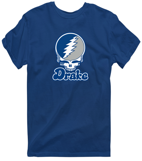 Drake Stealie Premium Unisex T-Shirt — Design: Drake University — Navy