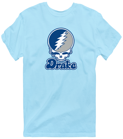 Drake Stealie Premium Unisex T-Shirt — Design: Drake University — Light Blue