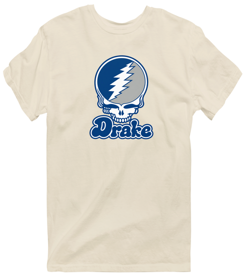 Drake Stealie Premium Unisex T-Shirt — Design: Drake University — Sand