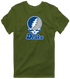 Drake Stealie Premium Unisex T-Shirt — Design: Drake University — Military Green