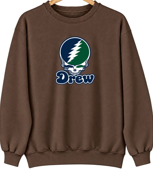 Drew Stealie Premium Unisex Crewneck — Design: Drew University — Brown