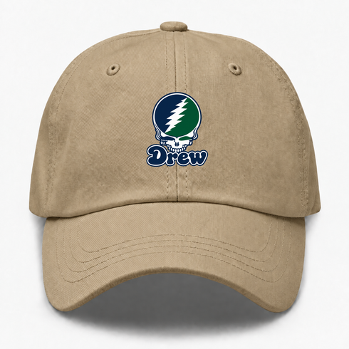 Drew Stealie Premium Unisex Dad Hat — Design: Drew University — Khaki