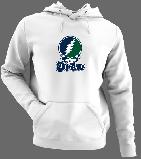 Drew Stealie Premium Unisex Hoodie — Design: Drew University — White/Grey