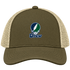 Drew Stealie Premium Unisex Trucker Cap — Design: Drew University — Moss/Khaki