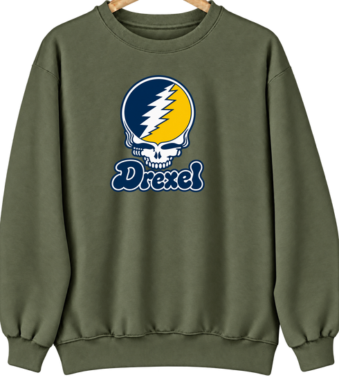 Drexel Stealie Premium Unisex Crewneck — Design: Drexel University — Military Green